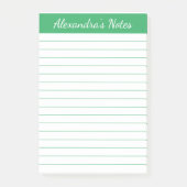 Einfache Elegante GrünLined Personalisiert Post-it Klebezettel (Vorderseite)