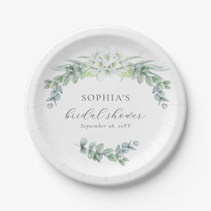 Einfache Elegante Grüntöne Boho Schriftzug Brautdu Pappteller