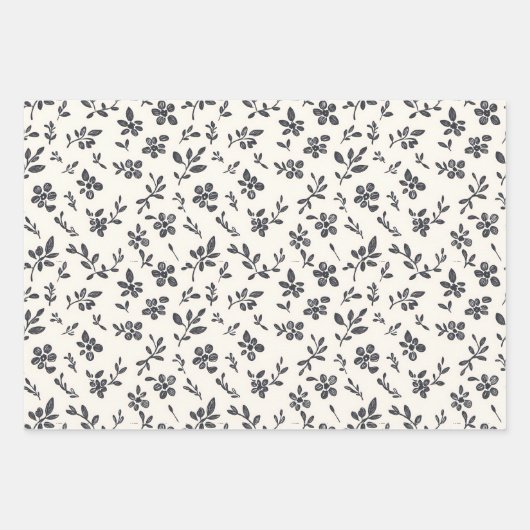 Einfache elegante Hand Drawn Floral Geschenkwrap Geschenkpapier Set (Vorderseite)