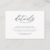 Einfache elegante, handgeschriebene Hochzeitdetail Begleitkarte (Vorderseite)