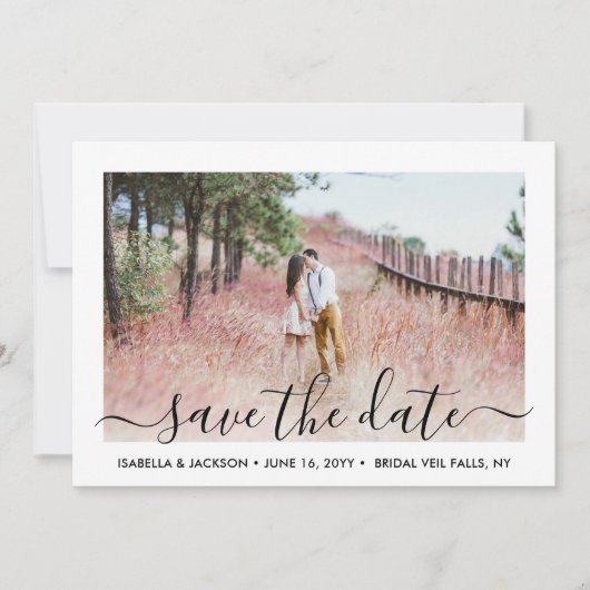 Einfache, elegante, handgeschriebene Script 2 Foto Save The Date (Vorderseite)