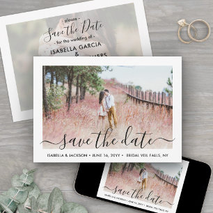Einfache Elegante Handschrift Schrift 2 Foto Hochz Save The Date