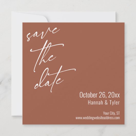 Einfache Elegante Handschrift Script Terracotta Save The Date (Vorderseite)