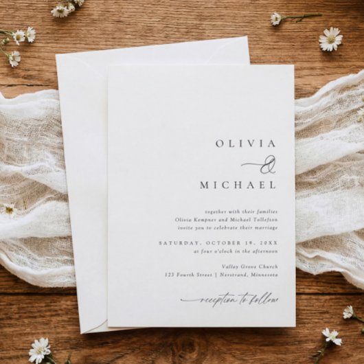 Einfache Elegante Handwriting-Hochzeit Einladung