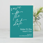 Einfache Elegante Handwriting-Skripttypografie Aqu Save The Date (Stehend Vorderseite)