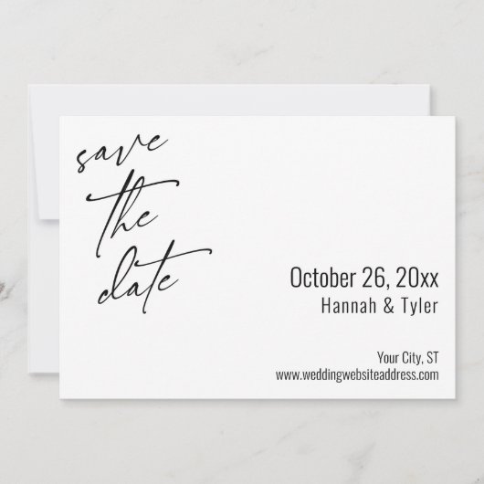 Einfache Elegante Handwriting-Skripttypografie Save The Date (Vorderseite)