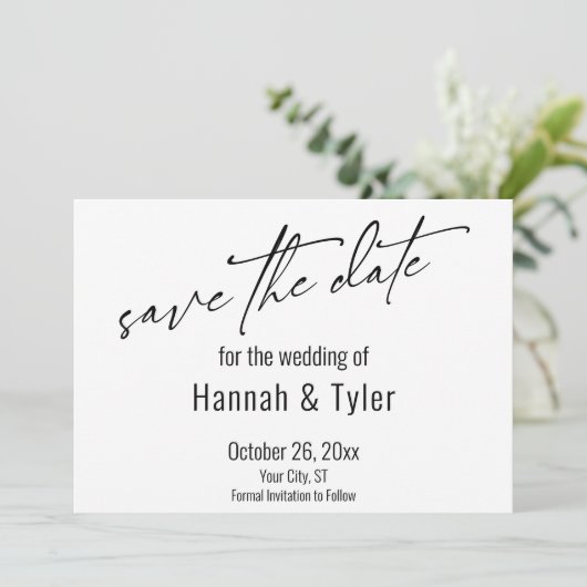 Einfache Elegante Handwriting-Skripttypografie Save The Date (Stehend Vorderseite)