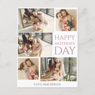 Einfache elegante Happy Mütter Tag Fünf Foto Feiertagspostkarte