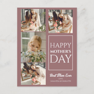 Einfache elegante Happy Mütter Tag Vier Foto Feiertagspostkarte