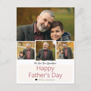Einfache Elegante Happy Vathers Day Opa 4 Foto Feiertagspostkarte