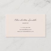 Einfache Elegante Harpist Minimal Blush Pink Visitenkarte (Vorderseite)