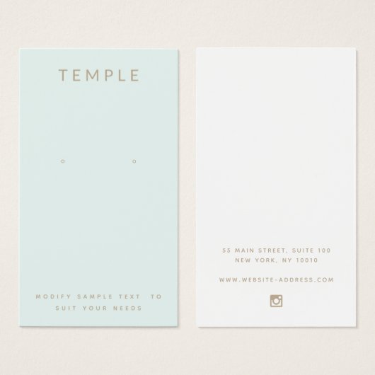 Einfache, elegante, hellblaue Ohrring-Display-Kart (Vorne & Hinten)