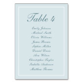 Einfache, elegante, hellblaue Sitzkarte Tischnummer (Rückseite)