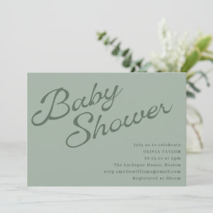 Einfache elegante hellgrüne Schrift Baby-Party Einladung