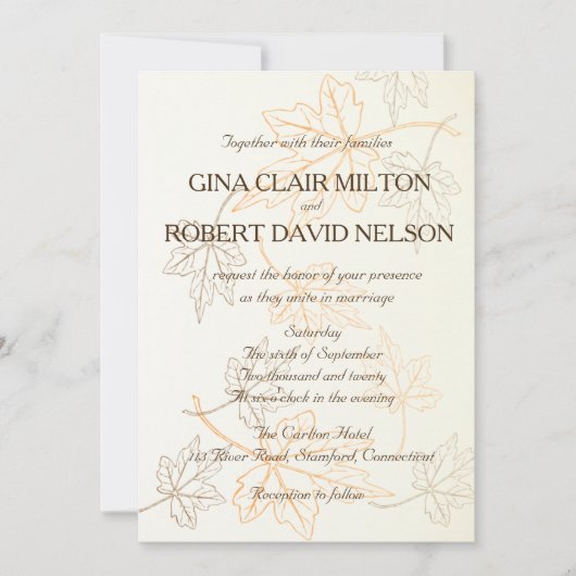 Einfache Elegante Herbstausläufe lassen Konturen H Einladung (Vorderseite)