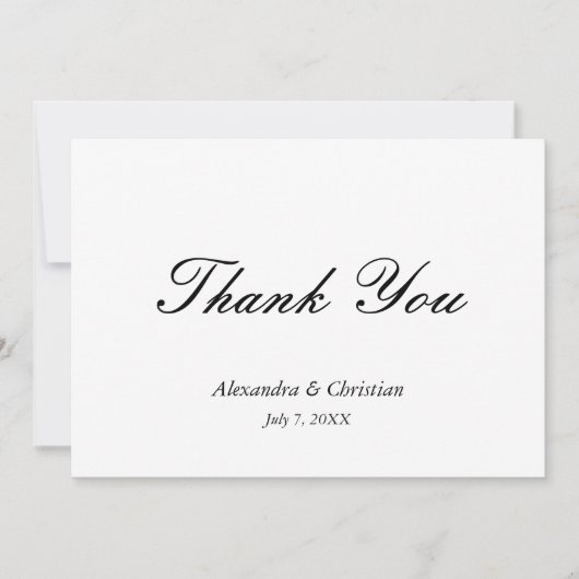 Einfache Elegante Hochzeit Danke, Nachricht zurück Dankeskarte (Vorderseite)