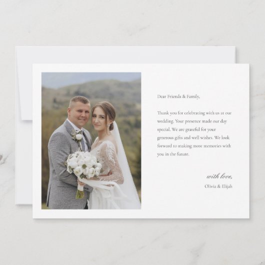 Einfache Elegante Hochzeit Dankeskarte (Rückseite)