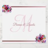 Einfache, elegante Hochzeit der Korallenflora | C Schaumweinetikett (Einzelnes Label)