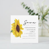 Einfache, elegante Hochzeit der Sonnenblumen Save The Date (Stehend Vorderseite)