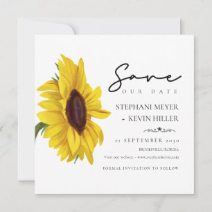 Einfache, elegante Hochzeit der Sonnenblumen Save The Date
