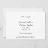 Einfache, elegante Hochzeit des modernen Fotos Save The Date (Rückseite)
