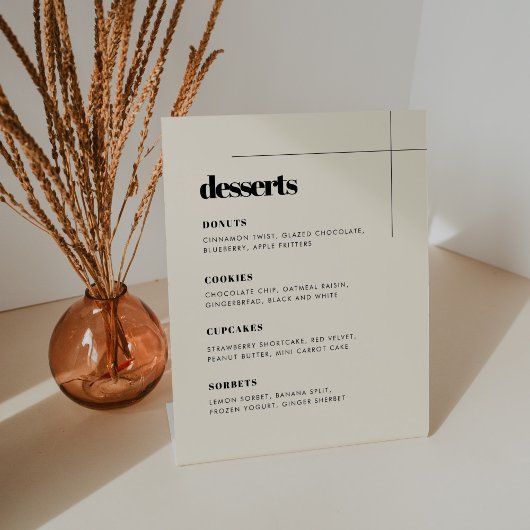 Einfache, elegante Hochzeit Dessert Bar Sockelschild