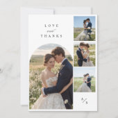 Einfache Elegante Hochzeit Foto Collage Dankeskarte (Vorderseite)