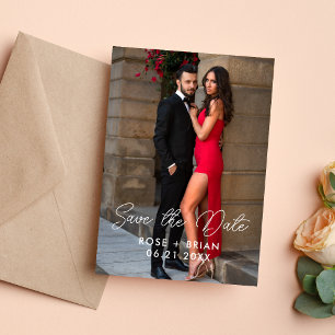 Einfache elegante Hochzeit - Foto Karte zur Voraba