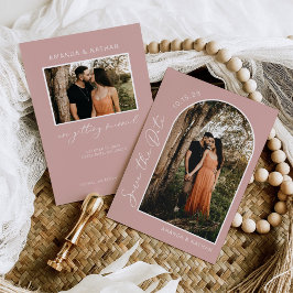Einfache, elegante Hochzeit im Foto Rosa Save The Date