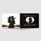 Einfache Elegante Hochzeit im Schwarz-weißen Foto Gästebuch (Voll)