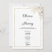 Einfache, elegante Hochzeit in Weiß und Gold Einladung (Vorderseite)