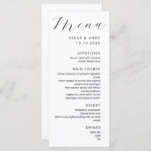 Einfache, elegante Hochzeit Menükarte (Vorne/Hinten)