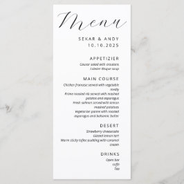Einfache, elegante Hochzeit Menükarte
