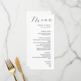 Einfache, elegante Hochzeit Menükarte