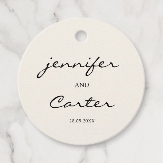 Einfache, elegante Hochzeit mit 1 Foto Geschenkanhänger (Vorderseite)