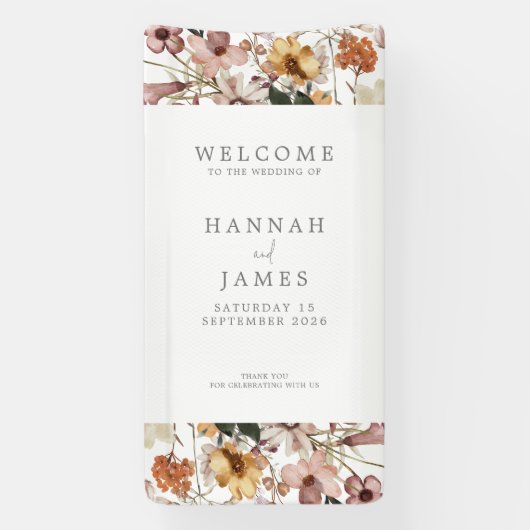 Einfache, elegante Hochzeit mit botanischem Flair Banner (Vertikal)