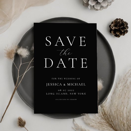 Einfache elegante Hochzeit ohne Foto speichern das Save The Date