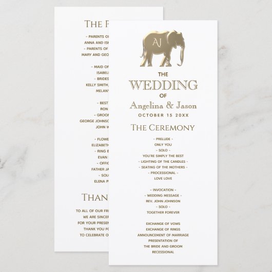 Einfache Elegante Hochzeit Programm (Vorne/Hinten)