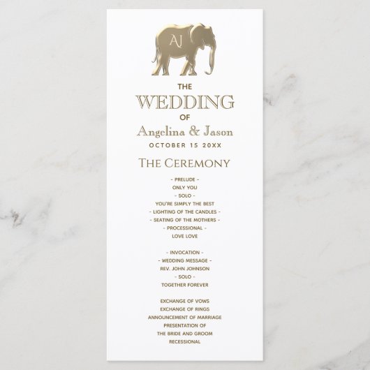 Einfache Elegante Hochzeit Programm (Vorderseite)