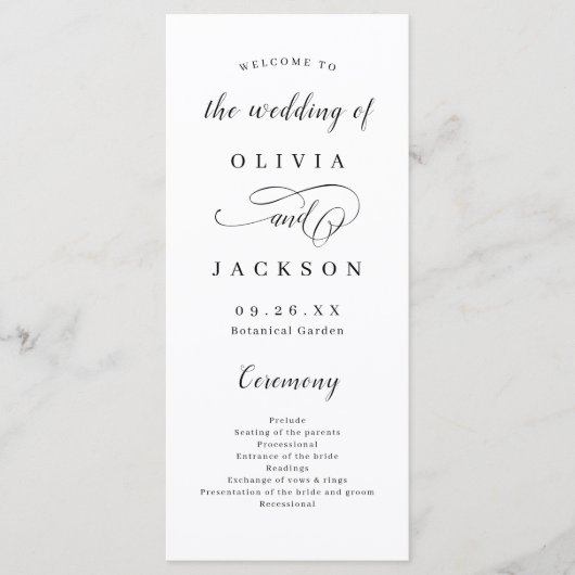 Einfache, elegante Hochzeit Programm (Vorderseite)