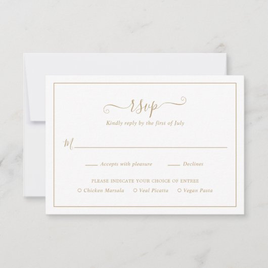 Einfache Elegante Hochzeit RSVP Karte (Vorderseite)