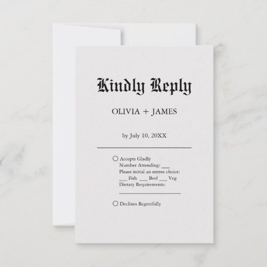 Einfache Elegante Hochzeit RSVP Karte (Vorderseite)