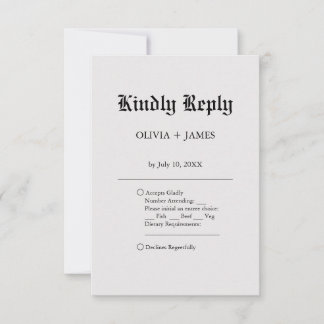 Einfache Elegante Hochzeit RSVP Karte