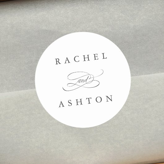 Einfache Elegante Hochzeit Runder Aufkleber