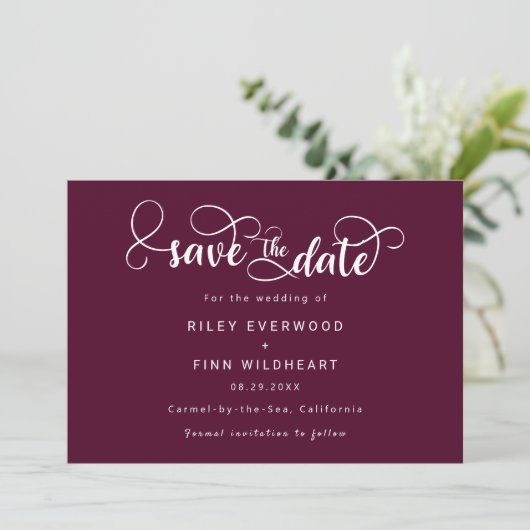 Einfache Elegante Hochzeit Save the Date (Stehend Vorderseite)