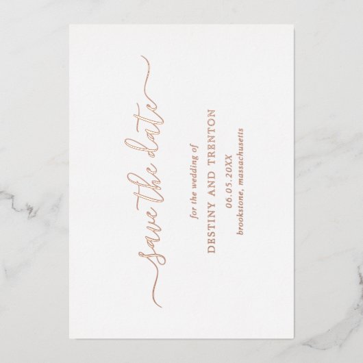 Einfache Elegante Hochzeit Save the Date Folieneinladung (Vorderseite)