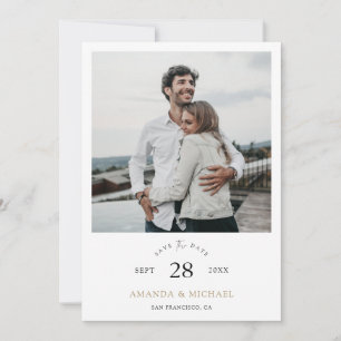 Einfache Elegante Hochzeit Save the Date mit Foto