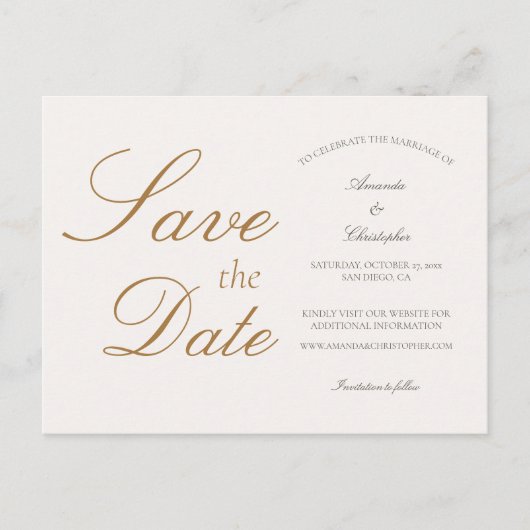 Einfache Elegante Hochzeit Save the Date Postkarte (Vorderseite)