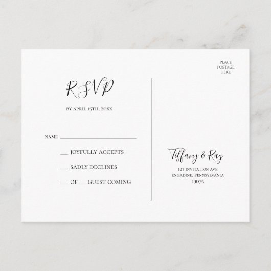 Einfache Elegante Hochzeit UAWG Postkarte (Rückseite)