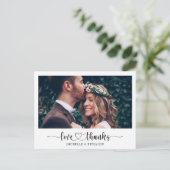 Einfache Elegante Hochzeit Vielen Dank Foto Postca Postkarte (Stehend Vorderseite)